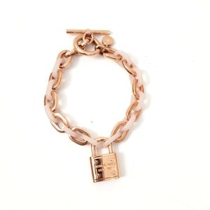 8.50" Michael Kors Rose Gold Plated White Plastic Toggle Bracelet